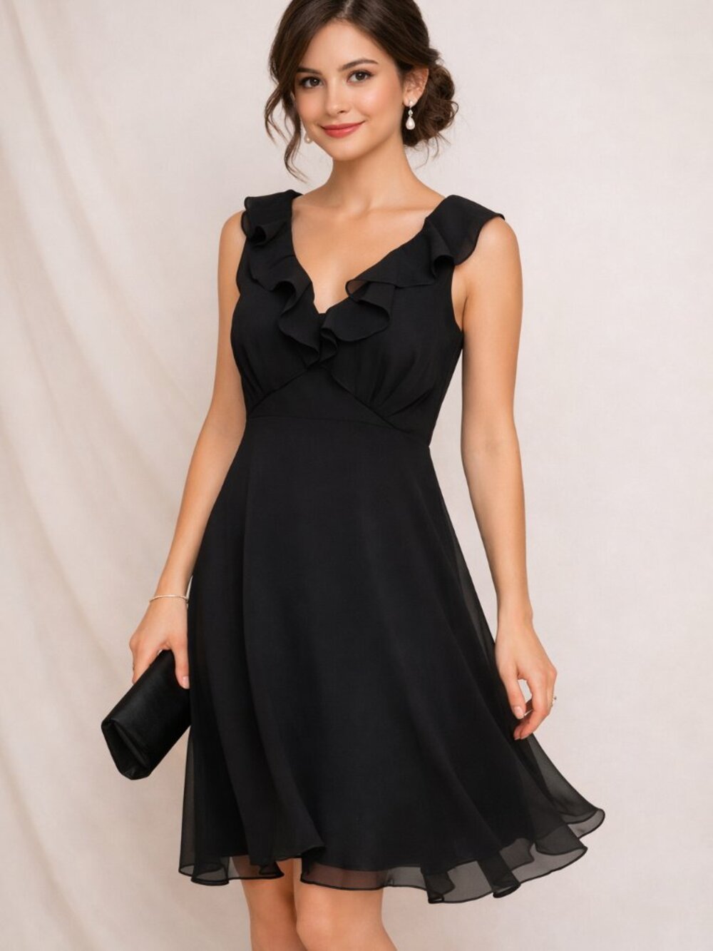 John Robert’s Formal Chiffon Cocktail/Party Little Black Dress Size 10